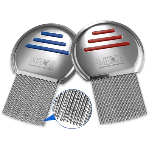 Lice Comb - (Pack of 2) Stainless Steel Comb and Effective Anti-Lice