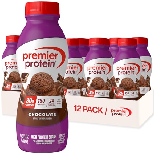 Premier Protein 30g High Protein Shake, Chocolate, 12 Pack | 160 Calories, 24 Vitamins & Minerals, No Added Sugar, Supports Muscle Health, Gluten-Free, 11.5 oz