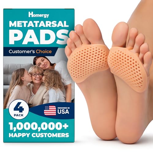 Homergy Metatarsal Foot Pads - Gel Ball of Foot Cushions for Pain
