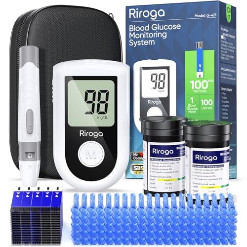 Blood Glucose Monitor Kit with 100 Glucometer Strips, 100 Lancets, 1 Blood
