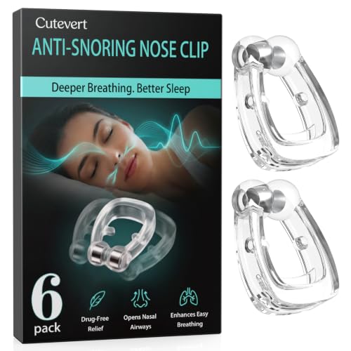Anti Snoring Devices, 6-Pack Magnetic Snore Stopper with Adjustable Silicone Nose Clip, Effective Snoring Solution for Restful Sleep, Professional Nose Vents to Relieve Snoring, 0.51in*0.68in
