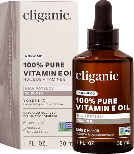 Cliganic Pure Vitamin E Oil for Skin, Scars, Face & Hair, 30,000