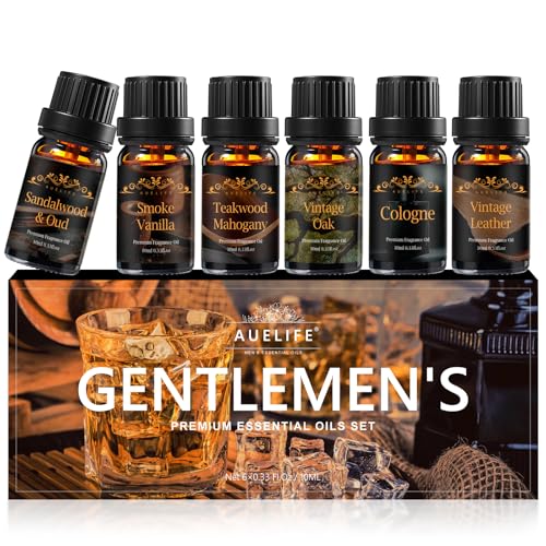 Auelife Men Essential Oils Set for Diffusers for Home, 6x10ml Scented Oil