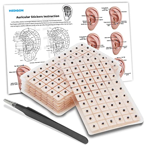 Ear Seeds Auricular Sticker kit | Acupuncture Kit Acupressure with 420 pcs ear seeds, ear chart and tweezers for easy home use