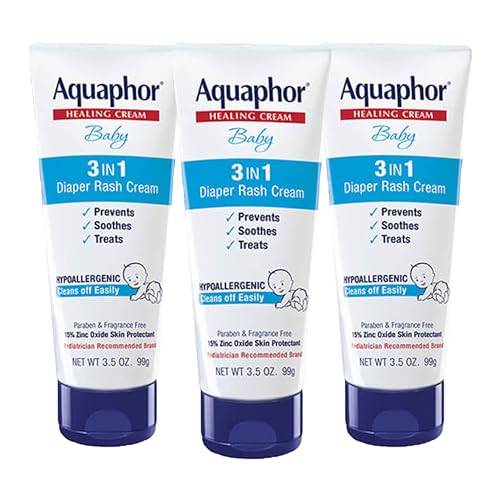 Aquaphor Baby Diaper Rash Cream with Zinc Oxide, Multipack, 3 x 3.5