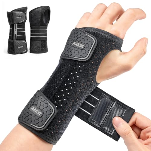 Rakiie 2 Pack Carpal Tunnel Wrist Brace Night Splint, Gray | Adjustable