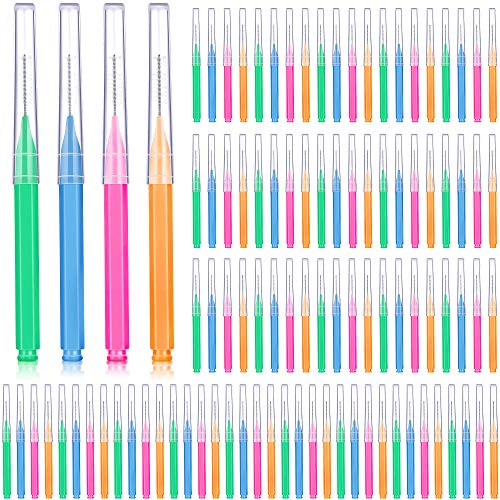 Patelai 100 Pcs Braces Dental Brushes,Bright Colors,Multiple Sizes | Interdental Toothpick Bristle