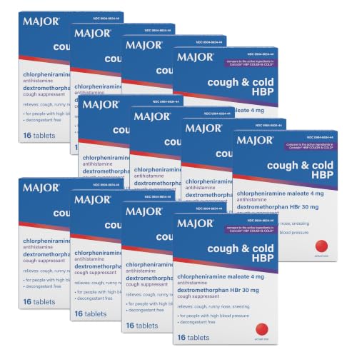 MAJOR Cough and Cold HBP Tablets, Decongestant Free, 16 Count, (12-Pack) |