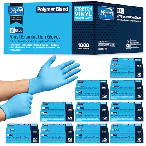 Inspire Nitrile-Vinyl Blend Exam Gloves - Disposable, Latex Free, Multipurpose Nitrile Gloves