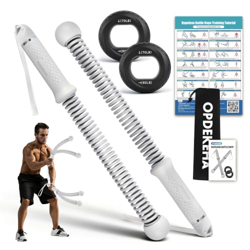 Weighted Ropeless Battle Rope for Home Gym, with Grip Strengthener & Poster