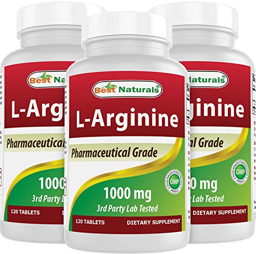Best Naturals 3 Pack L-Arginine 1000 mg 120 Tablets - Pharmaceutical Grade