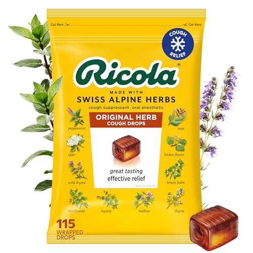 Ricola Original Herb Cough Drops - 115 Count | Made with Menthol - Cough and Sore Throat Relief - Herbal Throat Lozenges