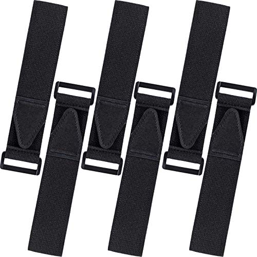 6 Pcs Bicycle Pant Leg Straps Adjustable Cycling Ankle Safety Band Multipurpose Black Elastic Magic Fastening Belt with Buckle for Riding Climbing Fishing Outdoor Sports (1.5”x13.8”)