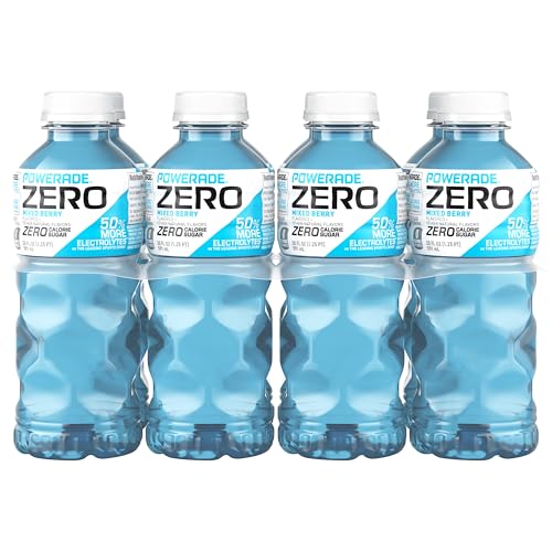 POWERADE ZERO Sugar Sports Drink, Mixed Berry Electrolytes, 20 Oz (8 Pk) | Sugar-free Sport Beverage Enhanced with Electrolytes | 50% More Electrolytes vs. the Leading Sports Drink (per 12oz serving)*