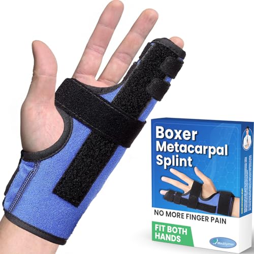 Metacarpal Finger Splint Hand Brace, Boxer Fracture Pinky Splint (M/L) | Two Finger Brace for 4th or 5th Finger, Ulnar Gutter Splint Right Hand and Left