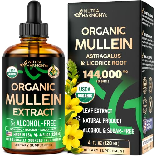Mullein Drops for Lungs - USDA Organic Mullein Leaf Extract Liquid -