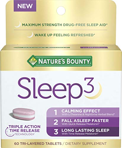 Nature's Bounty Sleep3 Melatonin 10mg, 60 Tri-Layered Tablets | Maximum Strength 100%