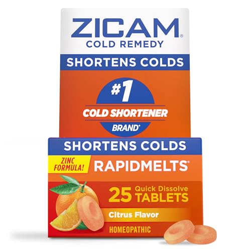 Zicam Cold Remedy RapidMelts, Citrus Flavor, 25 Count | Homeopathic Cold Shortening