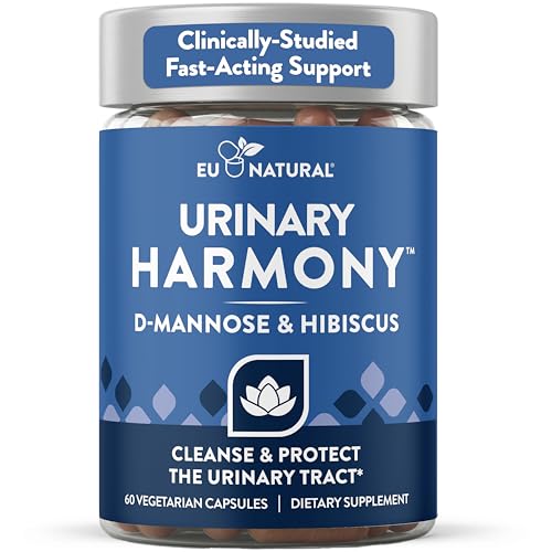 Urinary Harmony D-Mannose Supplement for Urinary Tract Health, 60 Capsules | Fast-acting urinary cleanse & flush with clinical-strength D Mannose & Hibiscus to support urinary tract health for women