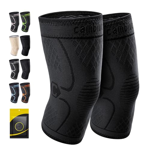 CAMBIVO 2 Pack Knee Brace, Knee Compression Sleeve for Men and Women,