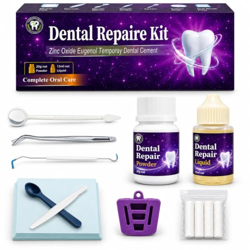 Dental Cement Kit Zinc Oxide Eugenol, Temporary Crown & Filling Repair, Tooth