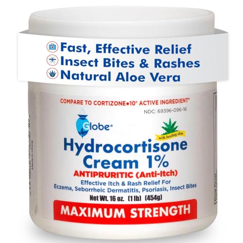Globe Hydrocortisone Cream 1% with Aloe, Maximum Strength, 16 oz Jar |