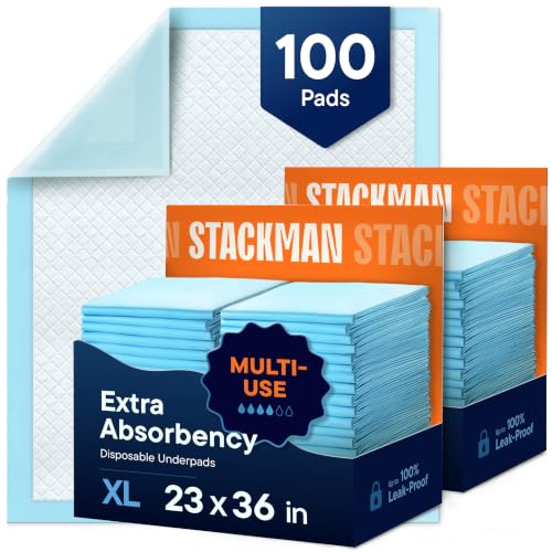 Chucks Pads Disposable [100-Pack] Adult Incontinence Underpads 23"x36" | Large Super Absorbent