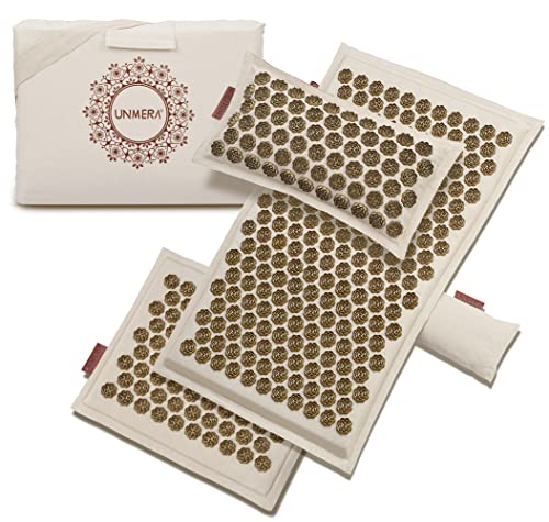 UNMERA Acupressure Mat and Pillow Set,Natural Linen & Coconut Fiber Filling |