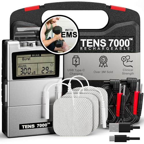 TENS 7000 Rechargeable Tens Unit Muscle Stimulator, EMS Muscle Stimulator, Back Pain