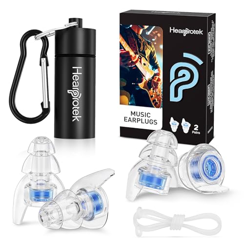 Hearprotek Concert Ear Plugs, 2Pairs Reusable high Fidelity Musician Ear Plugs for