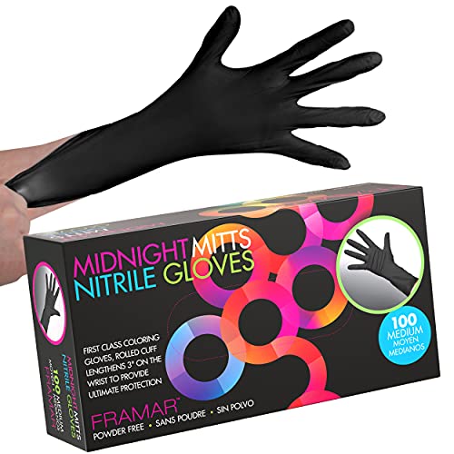 FRAMAR Powder Free Nitrile Gloves Medium, Guantes De Nitrile | For Hair