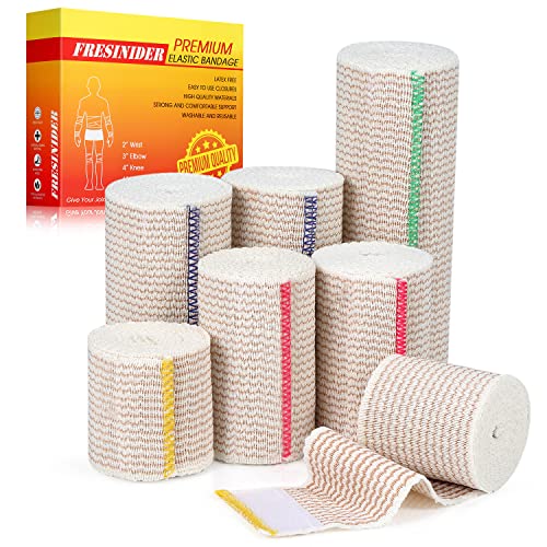 FRESINIDER Premium Elastic Bandage Wrap 7 Pack Mix 2,3,4,6 Inch Hook &