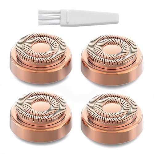 Replacement Heads for Facial Hair Removal Gen 2, 4 Pack, 18K Gold-Plated | Compatible with Finishing Touch Flawless, Hypoallergenic, skin- gentle, stainless steel blades, storage case & cleaning brush