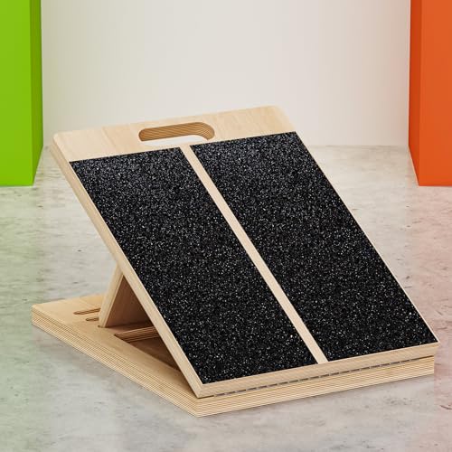 TEMI Slant Board for Calf-Stretching - Wooden Incline Wedge Stretcher for Squats,