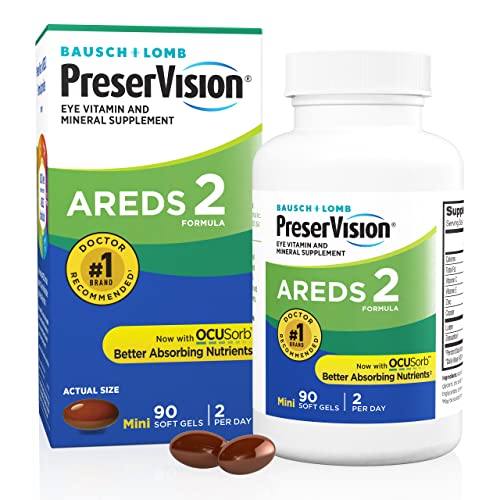 PreserVision AREDS 2 Eye Vitamins Lutein Zeaxanthin Supplement 90 Softgels | #1 eye doctor recommended brand1, AREDS 2 formula, lutein, zeaxanthin, vitamin C, zinc, macular support*, easy-swallow