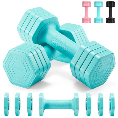 EQUIPRO Adjustable Dumbbell Set, 4 in 1 Weights for Women at Home, Hand Weights Dumbbells for Women, Each 2lb 3lb 4lb 5lb Fast Adjust Weight with Soft TPU Handle for Home Gym Exercise Training