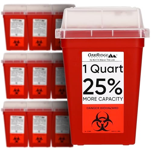 Oakridge Products Sharps Container for Home Use and Professional 1 Quart (10-Pack),