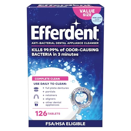 Efferdent Denture Cleaner Tablets, Complete Clean, 126 Count | Retainer Cleaner, Use