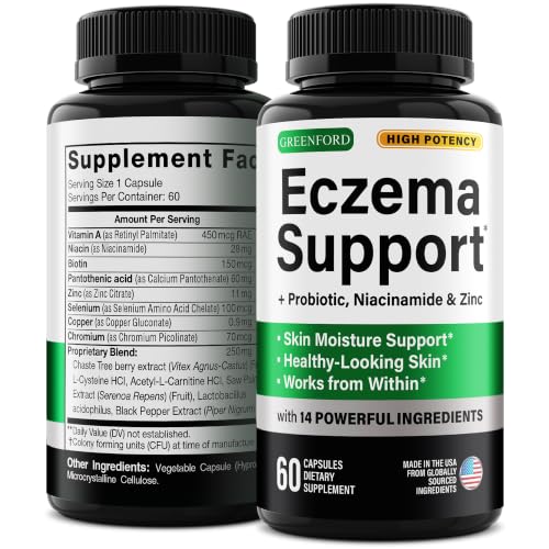 Skin Health Supplement - Support Clear-Looking Skin from Within - 60 Caps | 14-in-1 - Vitamin A, Zinc, Niacinamide, Pantothenic Acid, Probiotic, Biotin - Skin Support Supplement