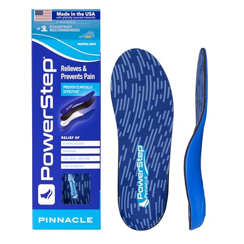 PowerStep Pinnacle Insoles, Plantar Fasciitis Relief (M 6-6.5, W 8-8.5) | Foot Orthotics for Plantar Fasciitis, Made in USA, Orthotic Insoles, Arch Support Inserts, Pronation, Podiatrist Recommended