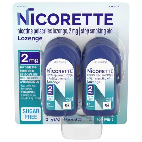 Nicorette Nicotine Lozenges 2mg, Quit Smoking Aid, Ice Mint, 80 Count |