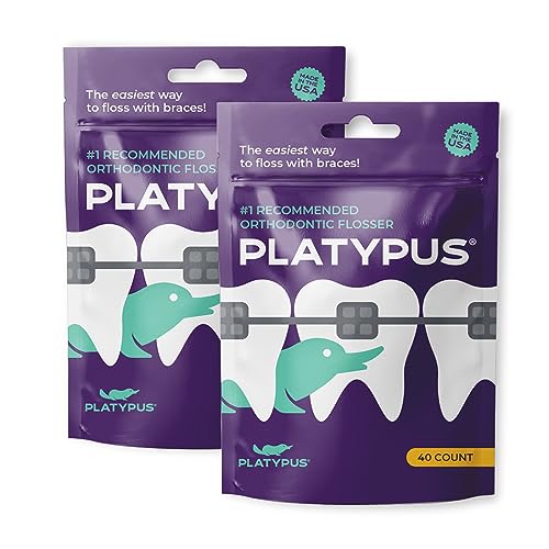 Platypus Orthodontic Flossers for Braces, 40 Count (Pack of 2) | Suitable