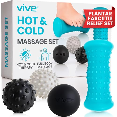 Vive Massage Ball Set (4 Piece) - Plantar Fasciitis Relief Foot Pain