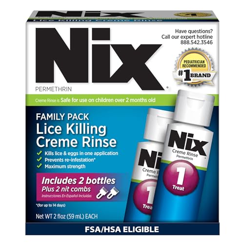 Nix Treatment Family Pack, Kills Lice & Eggs, 2 Bottles Permethrin Crème