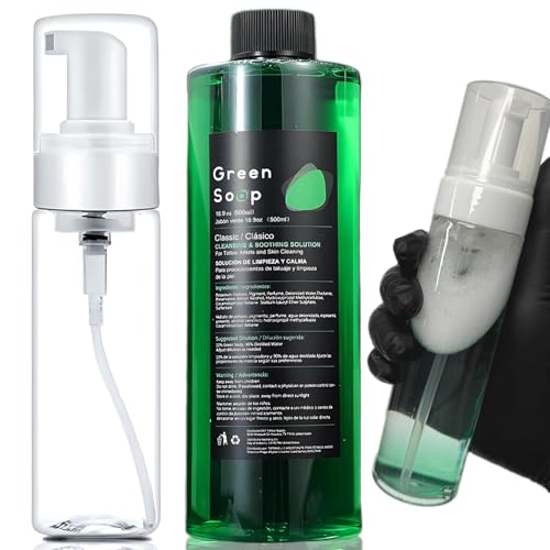 Miuxia Green Soap Tattoo 16.9OZ & 7OZ Foam Bottle Tattoo Supplies |