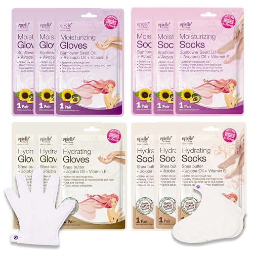 Epielle Hydrating & Moisturizing Hand & Foot Masks, Relieve and Soften Dry,