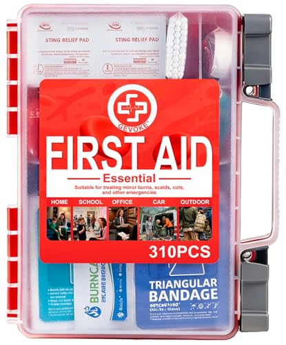 Gevoke Professional First Aid Kit, 310 Piece HardCase, Easy to Organize |
