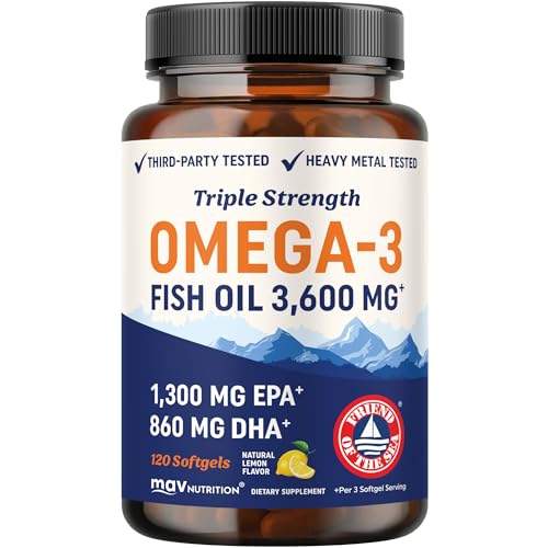 Triple Strength Omega 3 Fish Oil 3600 mg, EPA & DHA, Over