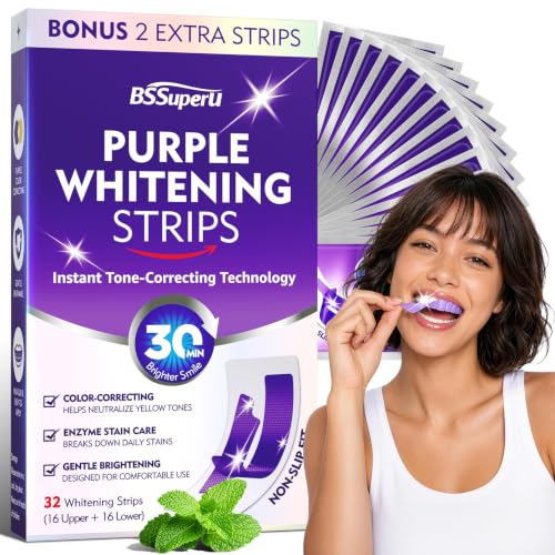 Purple Teeth Whitening Strips for a Brighter-Looking Smile, Gentle Low Sensitivity Whitening