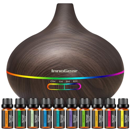 InnoGear 400ml Aromatherapy Essential Oil Diffuser 10 Oils Gift Set, Dark |